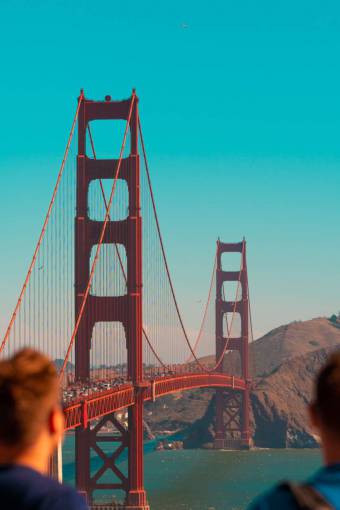 biking Golden Gate Bridge in San Francisco, USA 