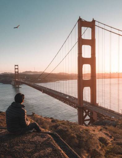 biking Golden Gate Bridge in San Francisco, USA 