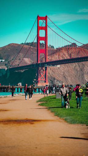 biking Golden Gate Bridge in San Francisco, USA 