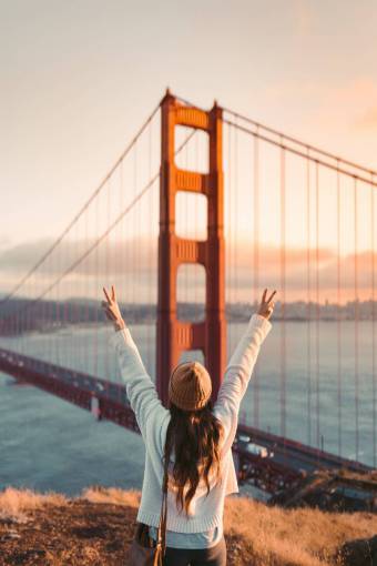 biking Golden Gate Bridge in San Francisco, USA 