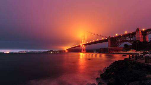 california-poppies Golden Gate Bridge in San Francisco, USA at Night