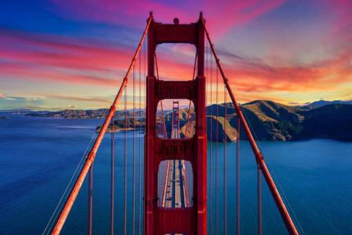 Golden Gate bridge in San Francisco USA at Sunset