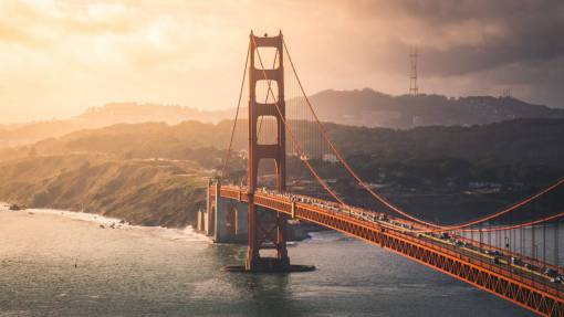 california Puente Golden Gate en San Francisco, Estados Unidos al atardecer
