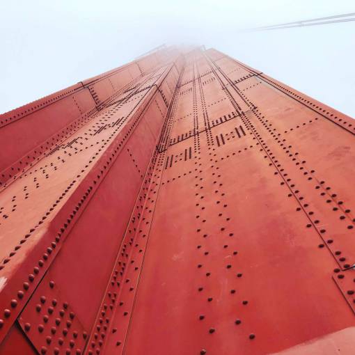 rope Iron structure of Golden Gate Bridge in San Francisco, USA
