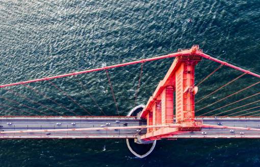rope Iron structure of Golden Gate Bridge in San Francisco, USA