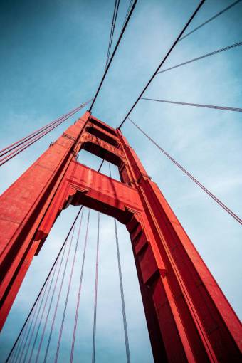 rope Iron structure of Golden Gate Bridge in San Francisco, USA