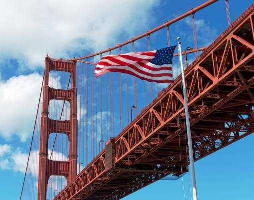 rope Iron structure of Golden Gate Bridge in San Francisco, USA