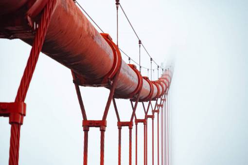 rope Iron structure of Golden Gate Bridge in San Francisco, USA