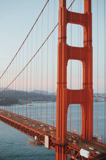 rope Iron structure of Golden Gate Bridge in San Francisco, USA