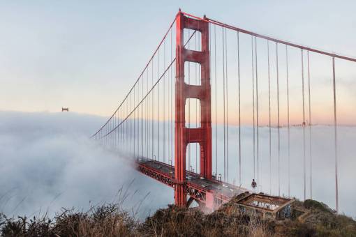 rope Iron structure of Golden Gate Bridge in San Francisco, USA