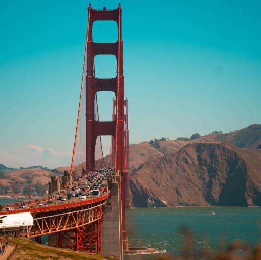 rope Iron structure of Golden Gate Bridge in San Francisco, USA