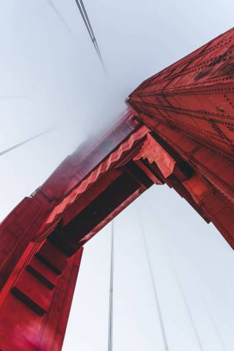 rope Iron structure of Golden Gate Bridge in San Francisco, USA