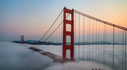 rope Iron structure of Golden Gate Bridge in San Francisco, USA