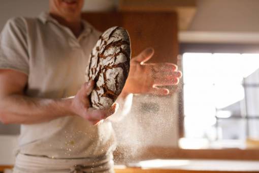 mold Man cooking homemade bread