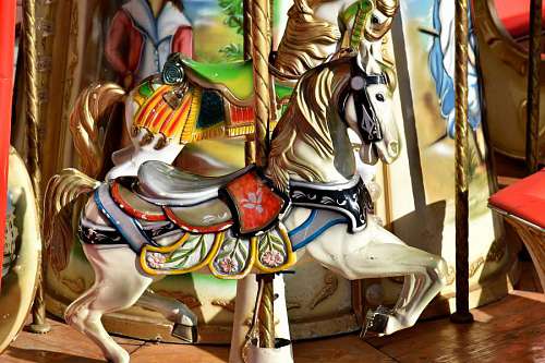carousel horse mechanism carnival ride fun sculpture traditional 