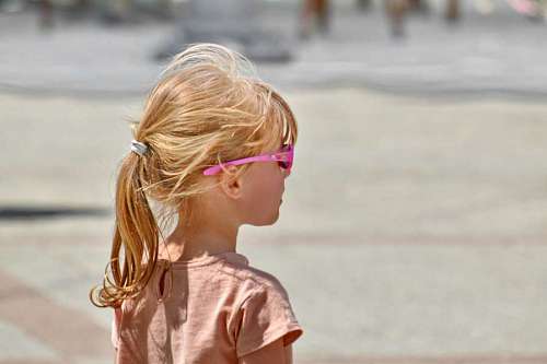 child eyeglasses hairstyle blonde hair schoolgirl outdoors summer fun