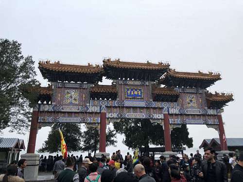 rotation crowd chinese china event traveler religion religious temple building 