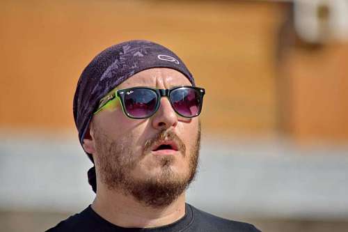muscular handsome face beard muscular mouth nose portrait serious 