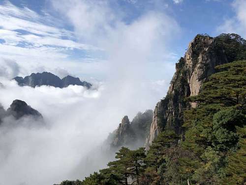 rotation morning foggy cliff asia mountain landscape nature wilderness glory rock kb