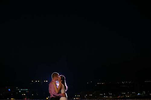 boyfriend panorama cityscape boyfriend girlfriend night smiling portrait