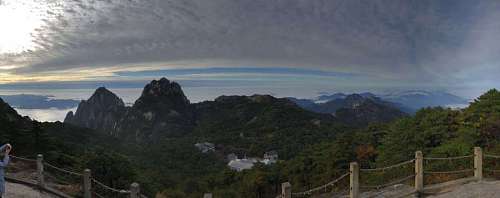 panorama line fence road mountain land mountains hilltop range landscape