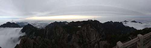 overlook panoramic foggy overlooking clouds ravine cliff valley sunset canyon scenic