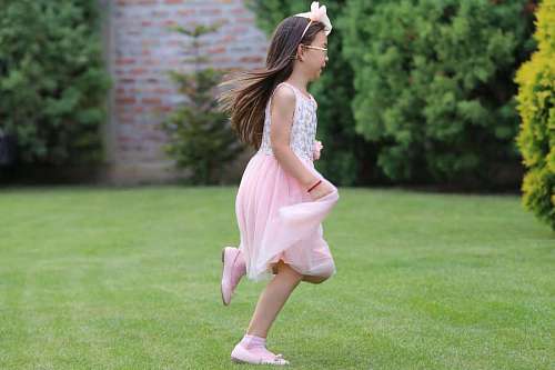 playful childhood lawn running pretty backyard outdoors park