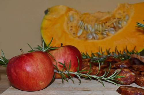 sausage pumpkin seed apples meat meal sausage produce vegetable fruit