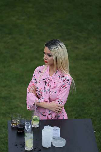 slim slim gorgeous standing blonde pretty lemonade posing cocktail drink fruit woman