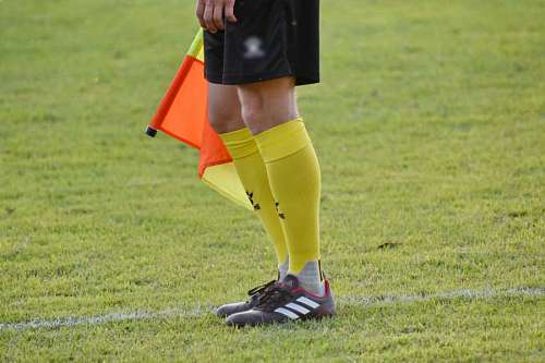 soccer equipment flag football grass foot uniform competition fun