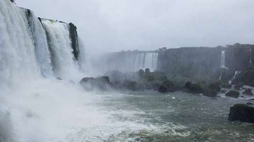 foam water waterfall splash foam motion river mist landscape rock nature