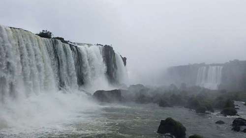 waterfall water landscape mist fog river nature outdoors rock cascade splash foam motion kb 