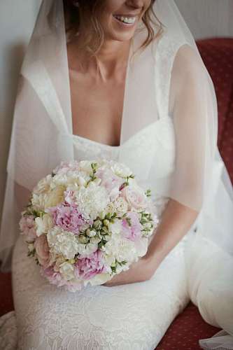 veil wedding dress  veil  wedding bouquet 