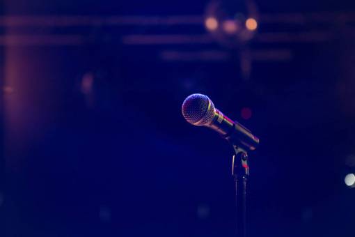 classic microphone on stage