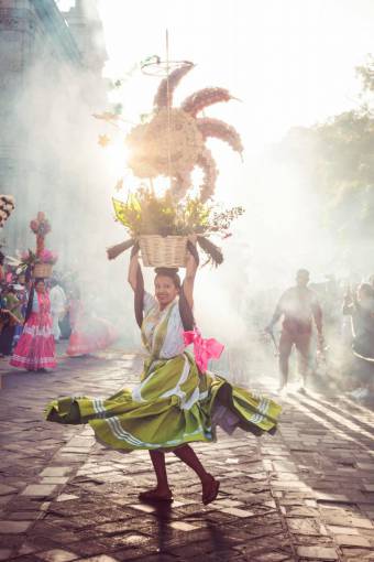 music Woman Dancing in Traditional Costume at Oaxaca de Ju?rez ? Vibrant Cultural Celebration
