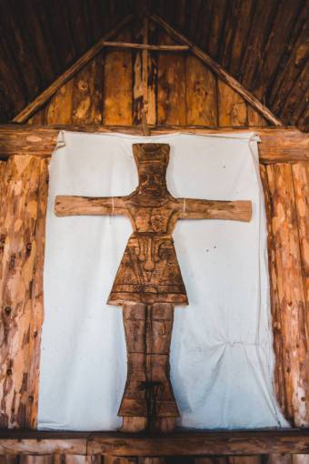 historical-architecture wooden odin statue