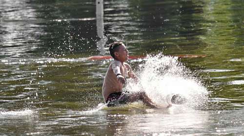 swimsuit child fun boy swimsuit swimming childhood jump recreation water