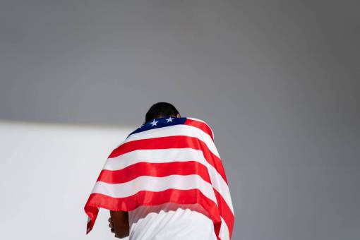 people American Flag on 4th of July Independence Day Celebration
