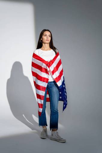 people American Flag on 4th of July Independence Day Celebration
