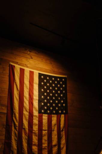white American Flag on 4th of July Independence Day Celebration
