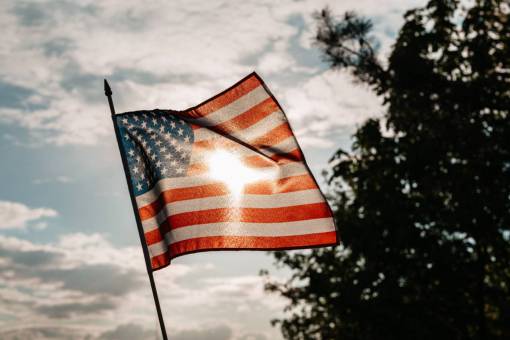 white American Flag on 4th of July Independence Day Celebration
