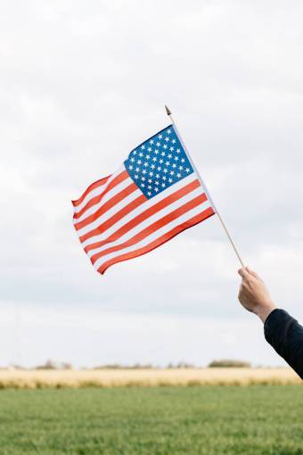 white American Flag on 4th of July Independence Day Celebration
