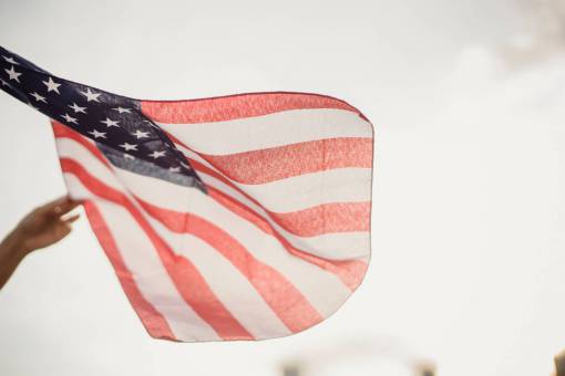 white American Flag on 4th of July Independence Day Celebration
