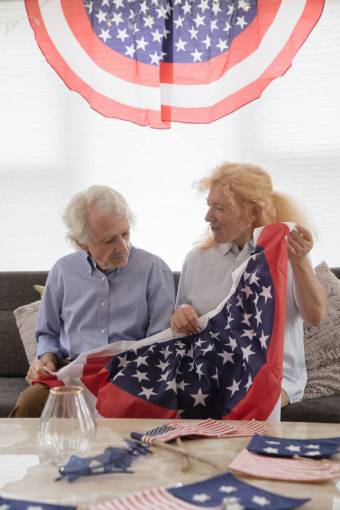 people American Flag on 4th of July Independence Day Celebration
