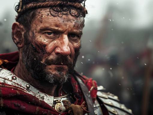 historical-architecture Portrait of a Roman warrior looking at camera