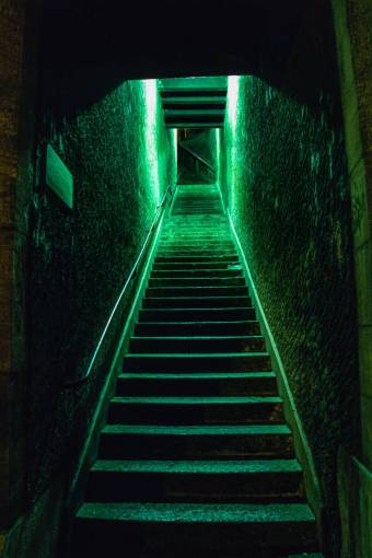 step night architecture dark old staircase underground staircase;green;nobody