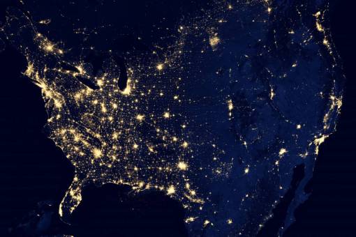 planeta tierra Imagen satelital de EE. UU. por la noche