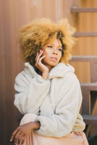 car Thoughtful woman with curlers