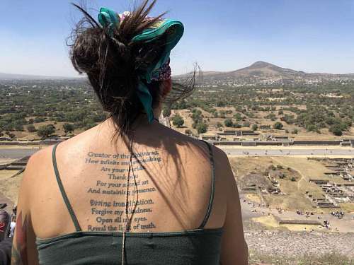 40s desert sand tattoo portrait skin beach wind summer woman