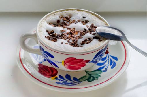 cappuccino Boerenbont  cup  cappuccino  coffee  cocoa  sprinkles
